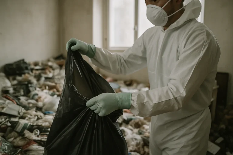 Intérieur d'un appartement à Cosne-Cours-Sur-Loire, montrant un grand désordre et des déchets.