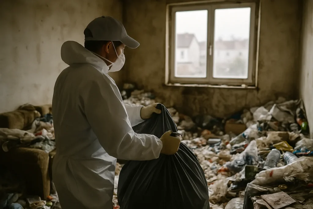 Agents de nettoyage à Saint-Jean-De-La-Ruelle s'occupant d'un appartement après syndrome de Diogène.