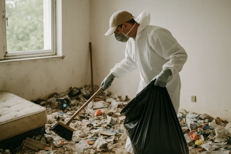 Intérieur d'une maison à Arradon avec un désordre important, nécessitant un nettoyage après syndrome de Diogène.