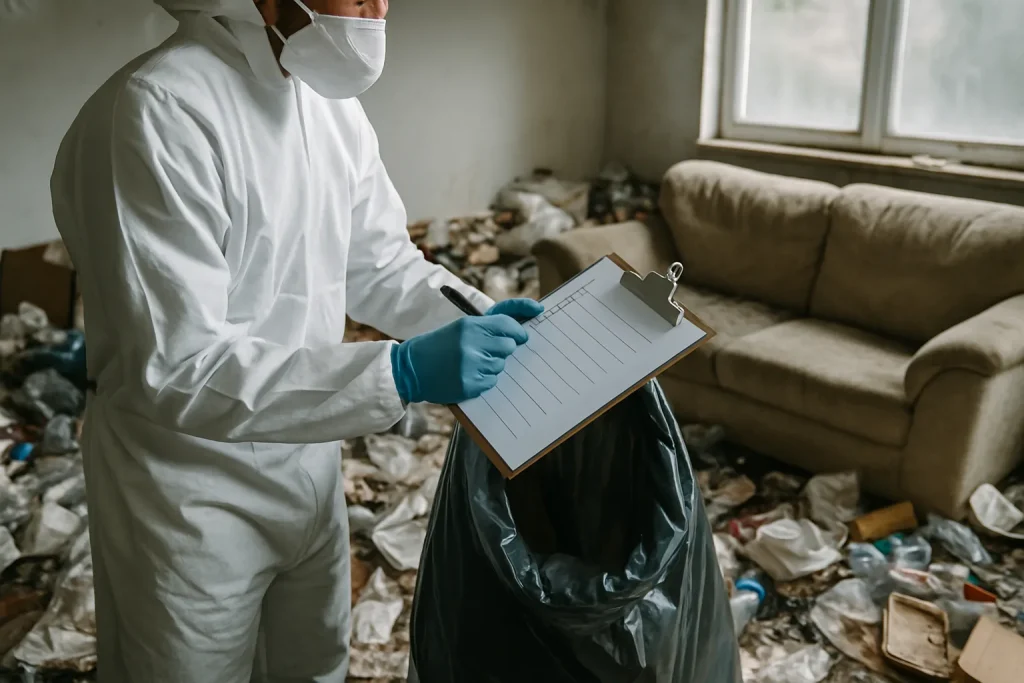 Avant et après nettoyage d'un appartement à Gieres, montrant le contraste entre l'encombrement et la propreté.