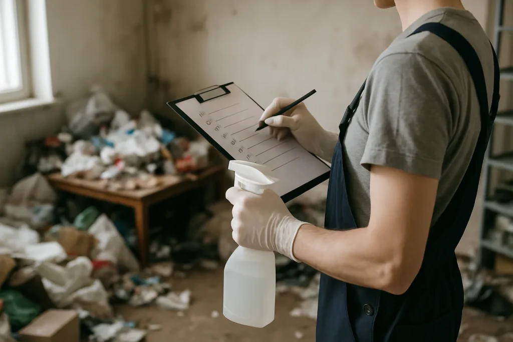 Vue d'une pièce en désordre avec des objets accumulés, illustrant le syndrome de Diogène.