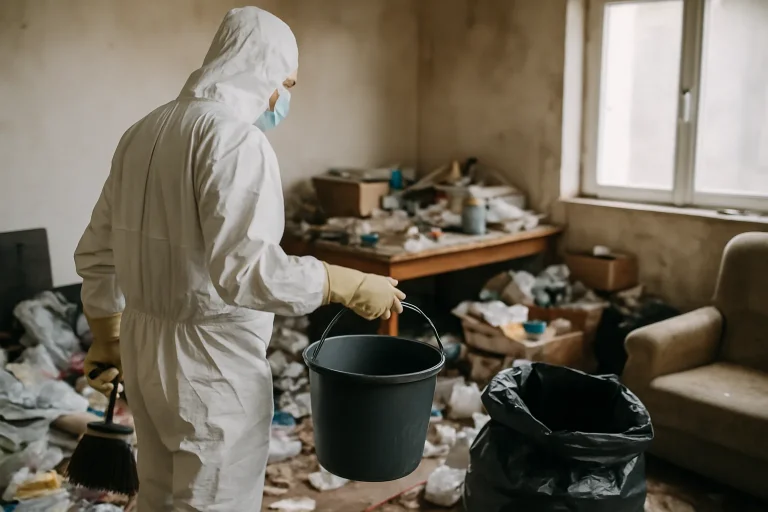 Appartement à Binic rempli d'objets en désordre avant nettoyage après syndrome de Diogène.