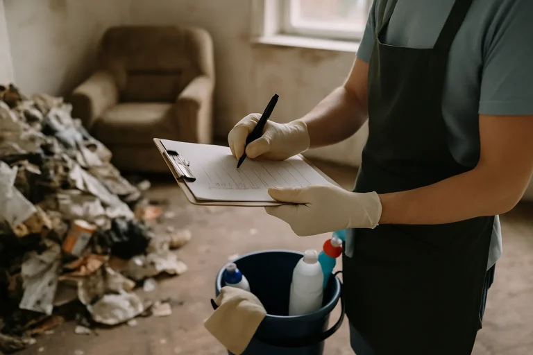 Espace encombré avant nettoyage à Chatillon-Sur-Loire, avec déchets visibles.
