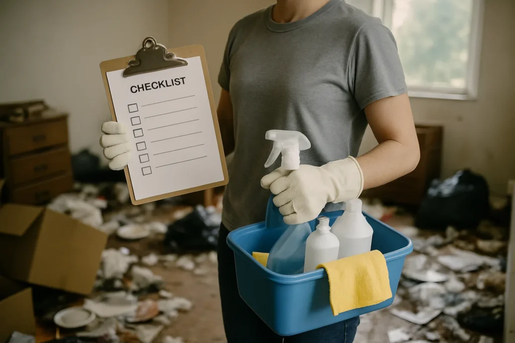 Appartement en désordre à Jargeau, avec des objets éparpillés partout.