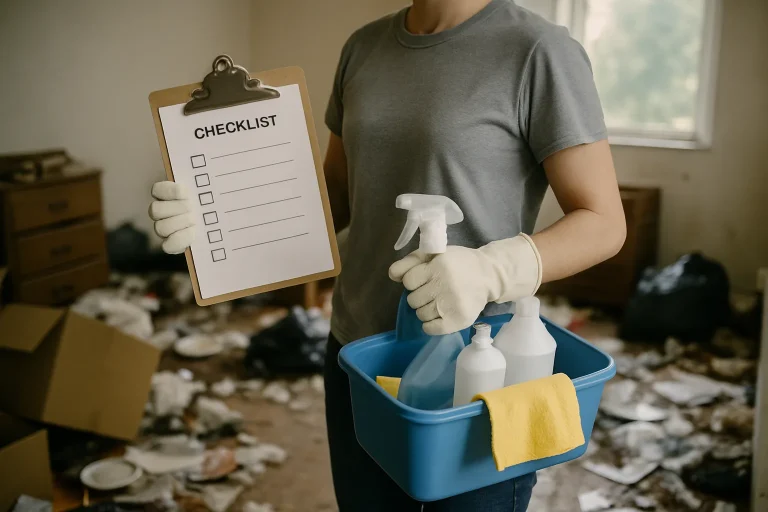 Appartement en désordre à Jargeau, avec des objets éparpillés partout.
