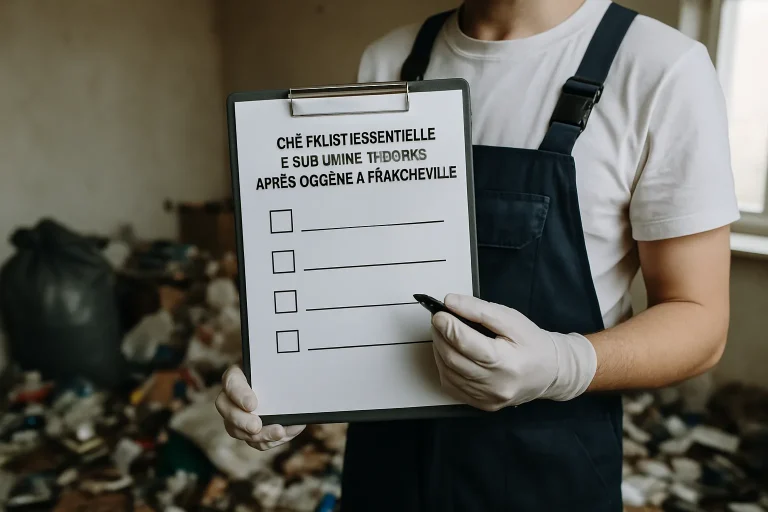 Appartment en désordre à Francheville, objets éparpillés au sol.