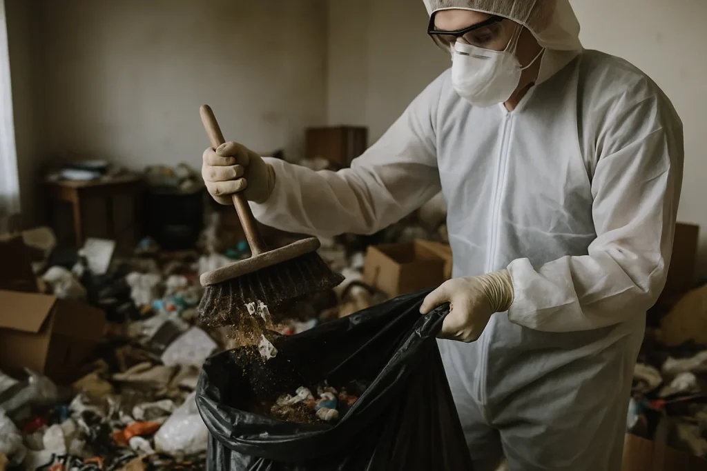 Appartement en désordre avec déchets visibles avant nettoyage à Villard-Bonnot.