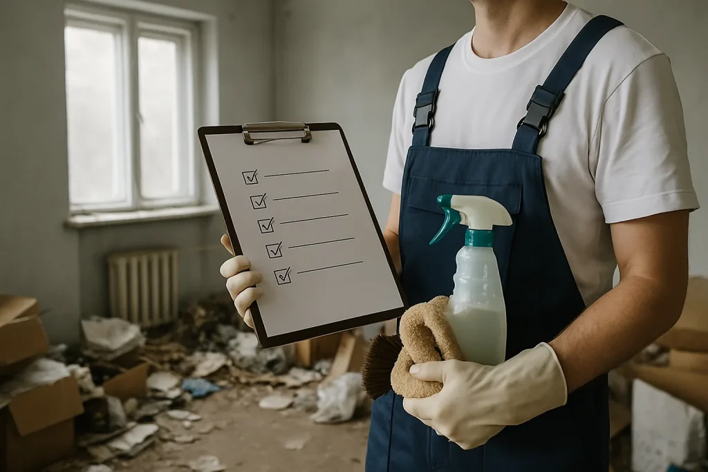 Appartement en désordre à Bonneval nécessitant un nettoyage approfondi après syndrome de Diogène.
