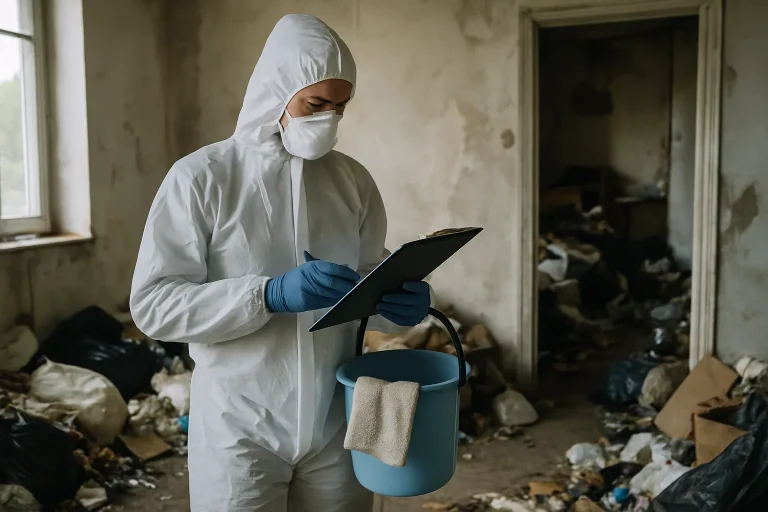 Appartement en désordre à Pelussin, nécessitant un nettoyage approfondi.
