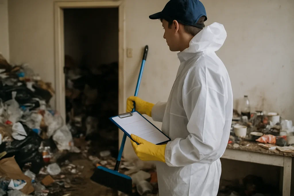 Appartement à Luce dans un état de désordre nécessitant un nettoyage approfondi.