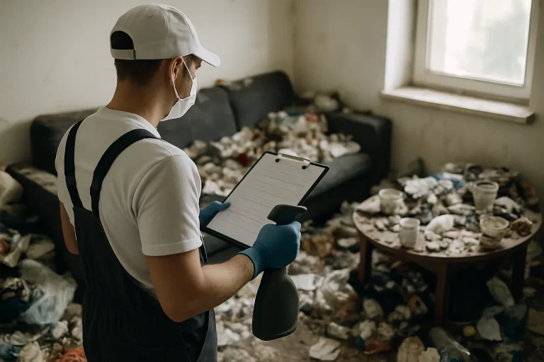Appartement à Jacob-Bellecombette en désordre avec déchets et objets accumulés.