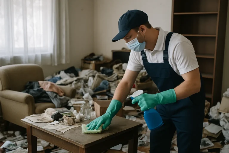 Intérieur d'un appartement à Charolles en désordre, illustrant le syndrome de Diogène.