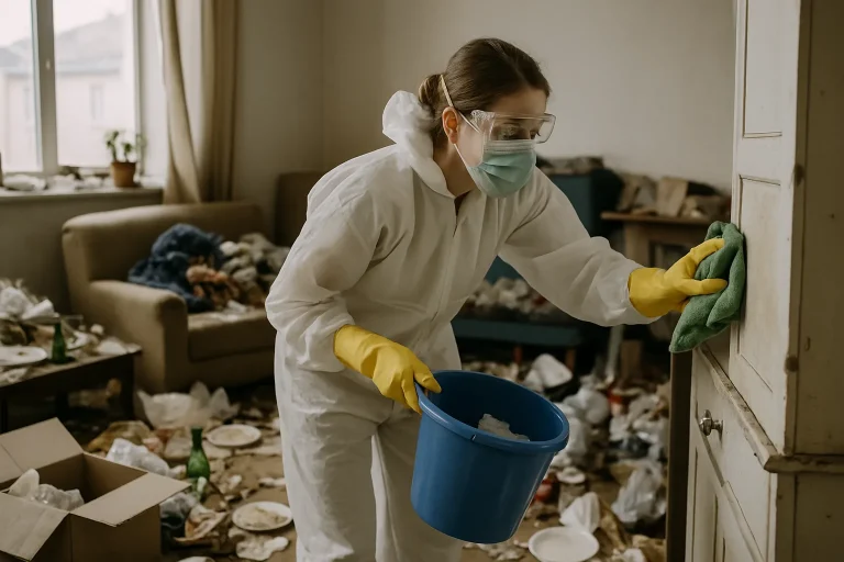 Un appartement en désordre à Vienne, illustrant le besoin de nettoyage après diogène.
