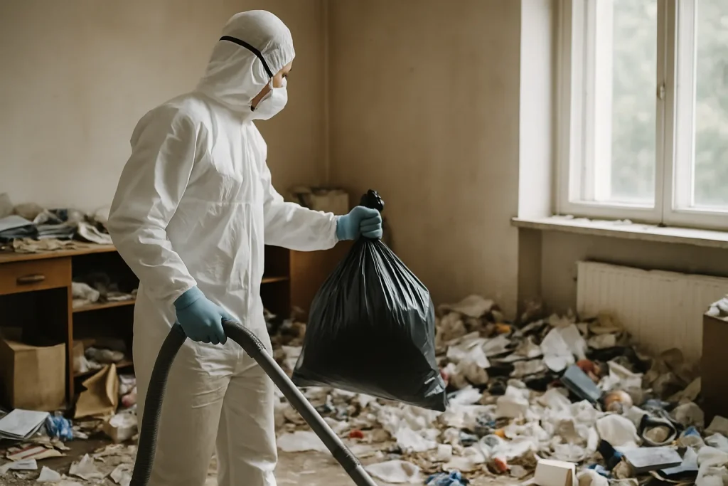 Un nettoyeur professionnel s'occupe d'un appartement désordonné à Feurs.