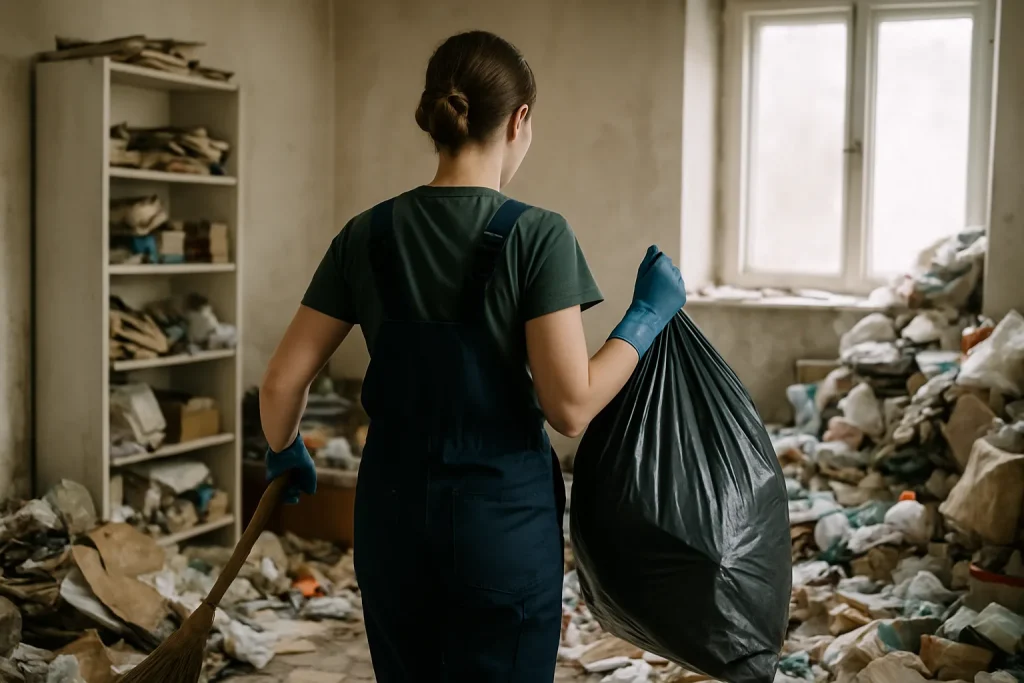 Appartement en désordre à Pleyber-Christ avant intervention de nettoyage spécialisé.