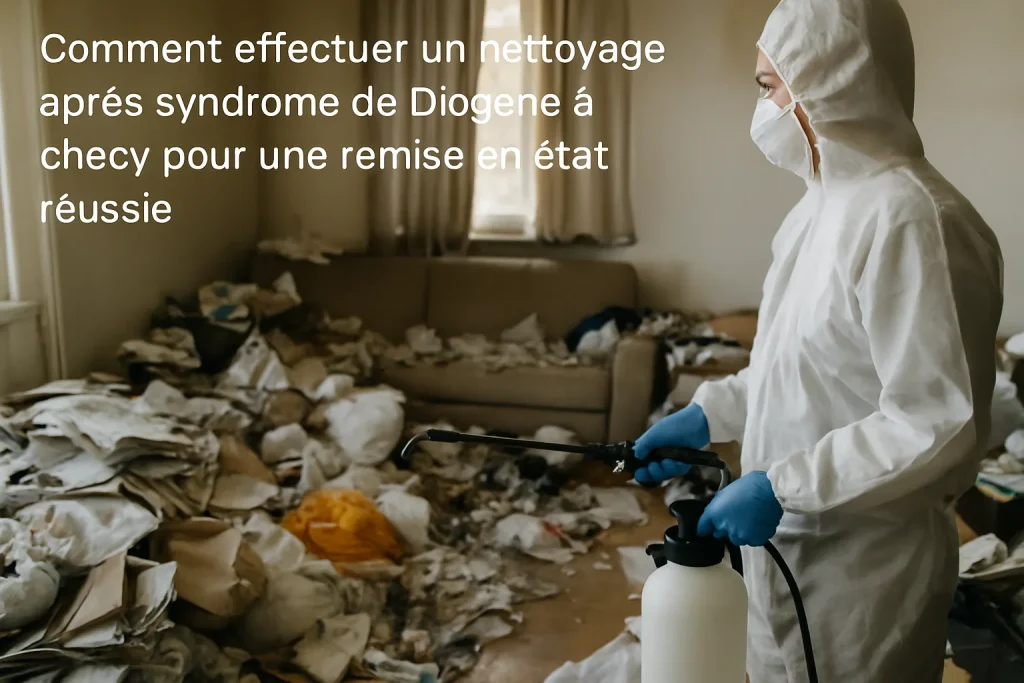 Appartement à Checy avant et après nettoyage après syndrome de Diogène, montrant une transformation nette.