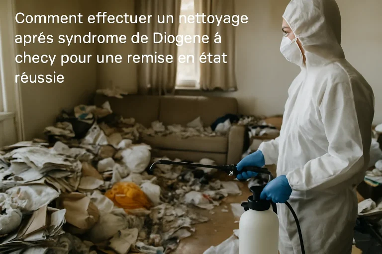 Appartement à Checy avant et après nettoyage après syndrome de Diogène, montrant une transformation nette.
