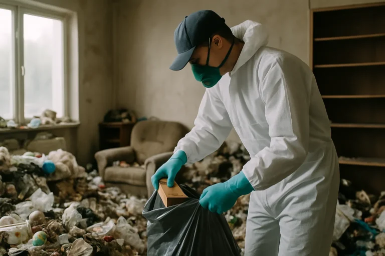 Appartement encombré à Offemont, illustrant un état avant nettoyage après syndrome de Diogène.