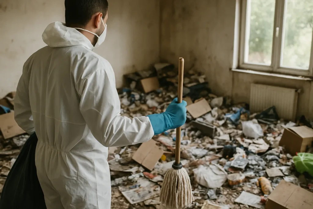 Un appartement en désordre à Champhol, illustrant la situation d'un syndrome de Diogène.