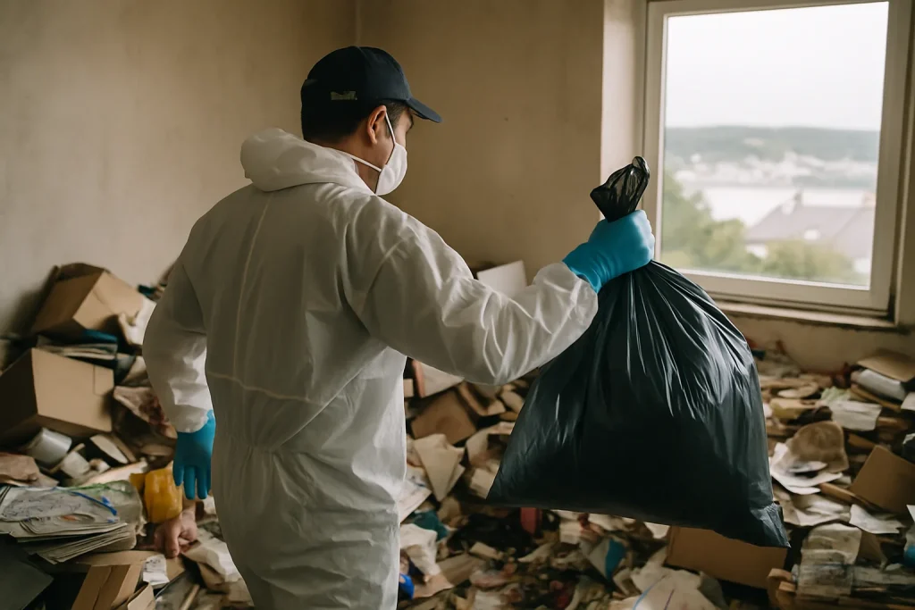 Un intérieur en désordre à Etables-Sur-Mer, illustrant la situation d'un syndrome de Diogène.