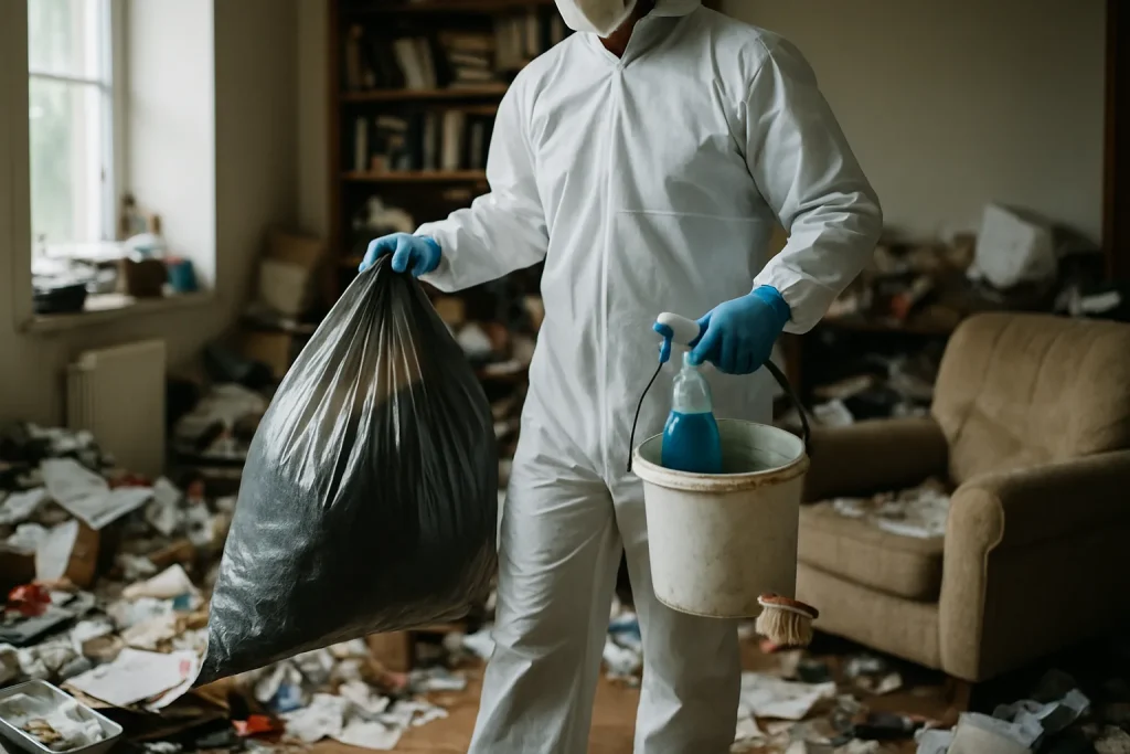 Intérieur d'un appartement à Gallardon en désordre, illustrant le syndrome de Diogène.