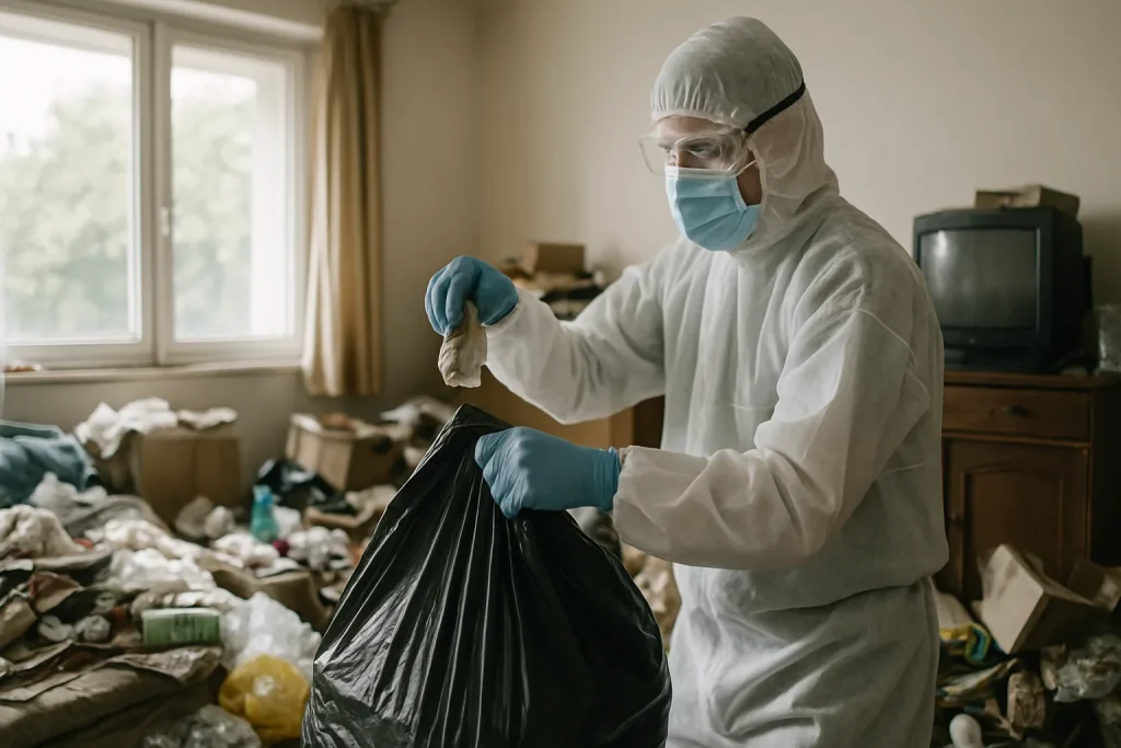 Appartement en désordre à Ploemel, illustrant les effets du syndrome de Diogène.