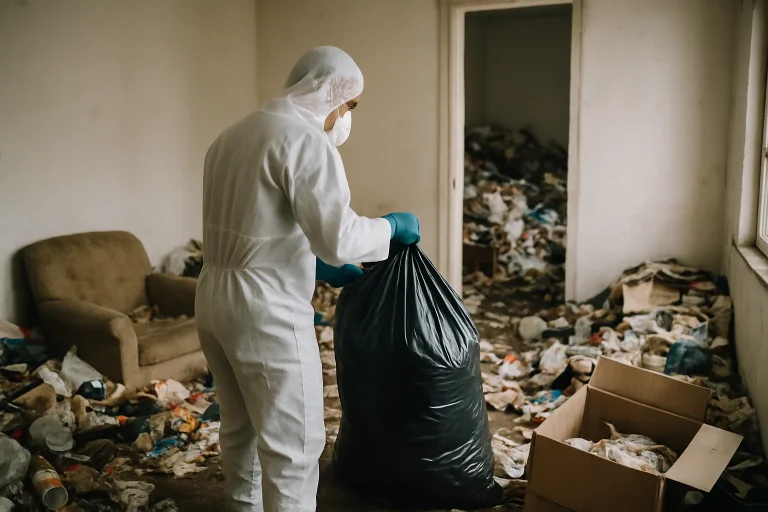 Appartement à Poligny avec désordre important, illustrant le syndrome de Diogène.