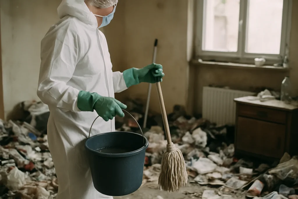 Appartement en désordre à Bage-La-Ville, témoignant d'une accumulation d'objets.