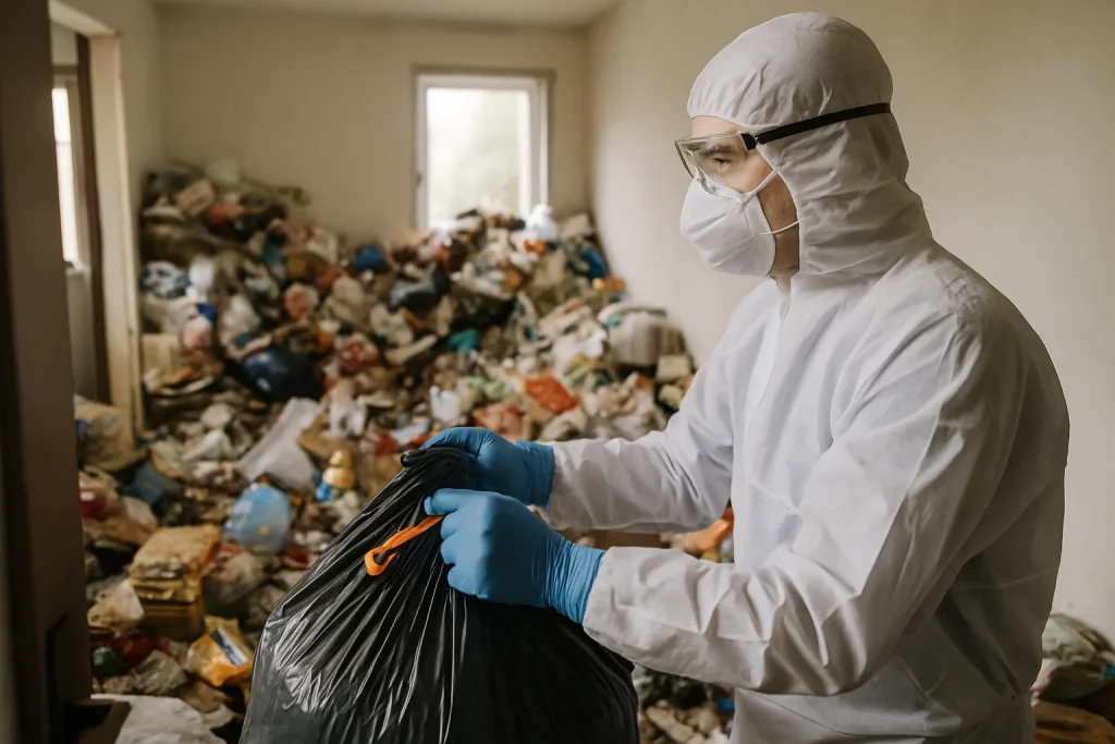 Vue d'un appartement encombré à La-Ravoire, illustrant la situation après diogène.