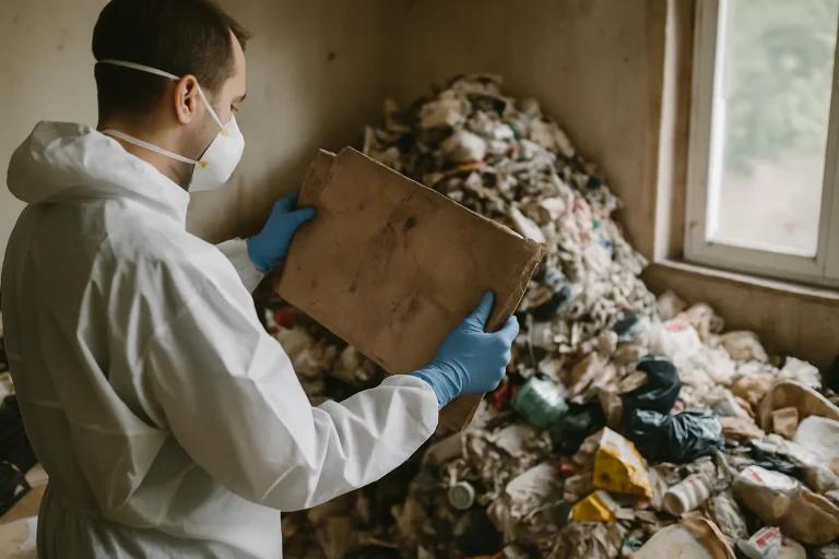 Appartement en désordre à Saint-Cergues, illustrant les besoins de nettoyage après diogène.