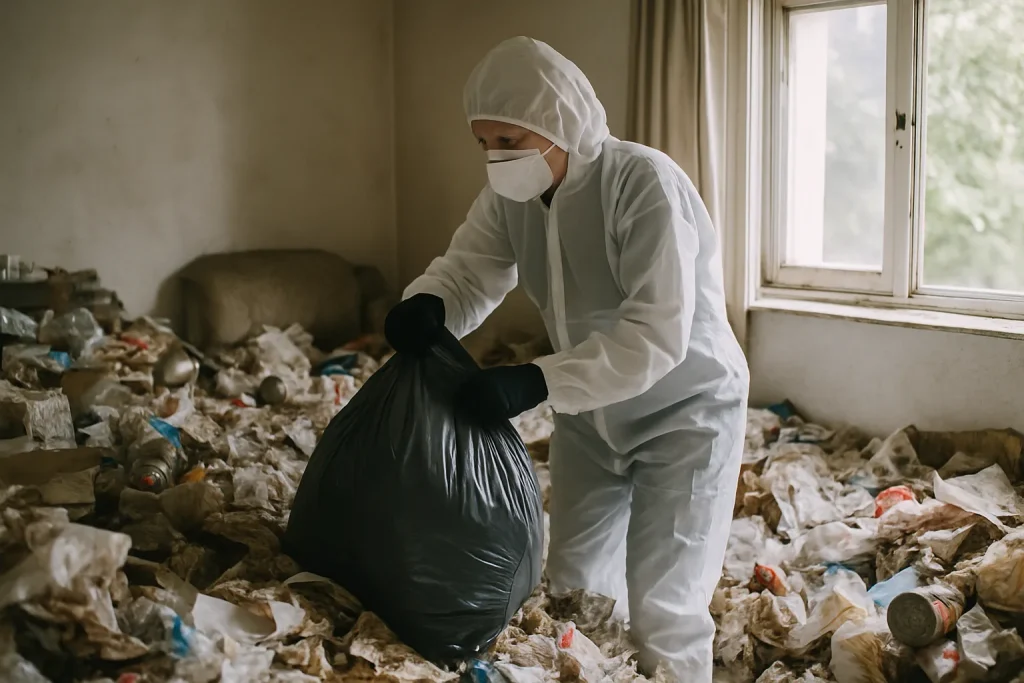 Appartement nettoyé après syndrome de Diogène à Saint-Georges-Sur-Baulche, montrant le contraste entre le désordre et la propreté.
