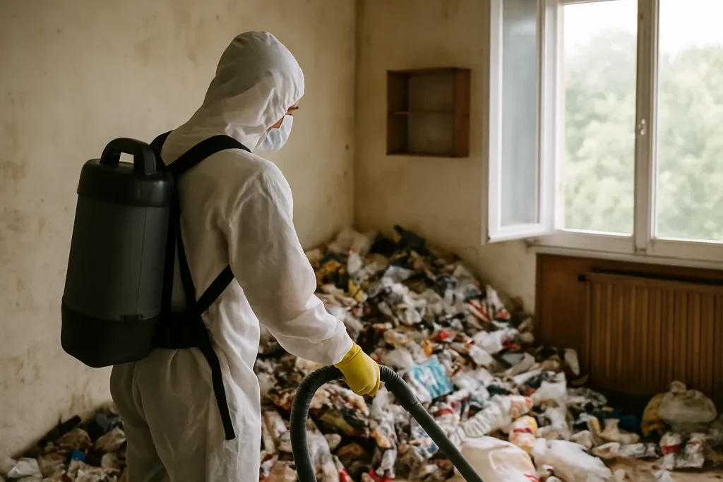 Comparaison d'un appartement à Chatel-Guyon avant et après nettoyage après diogène.