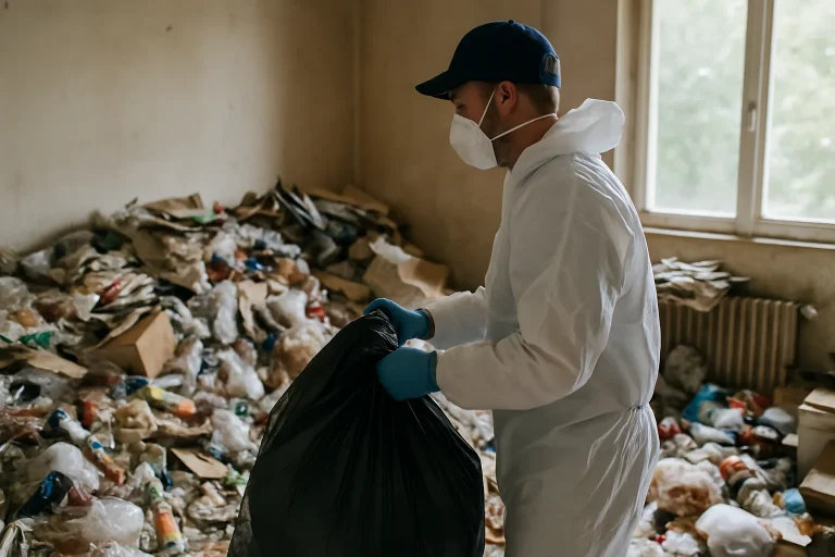 Appartement en désordre à Bourges avant intervention de nettoyage après syndrome de Diogène.