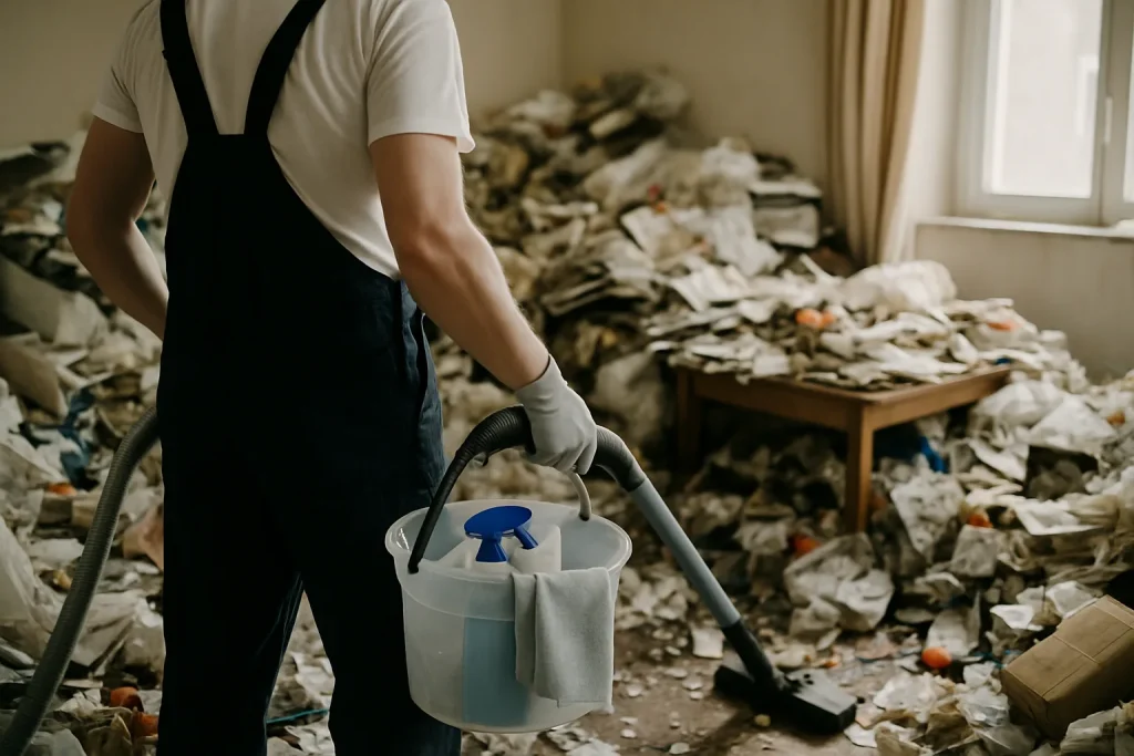 Appartement encombré illustrant le syndrome de Diogène à Janze.