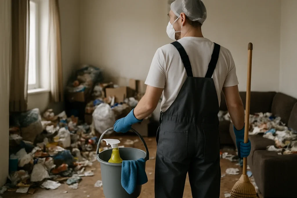 Un appartement à Larcay rempli de déchets et d'objets, nécessitant un nettoyage après syndrome de Diogène.