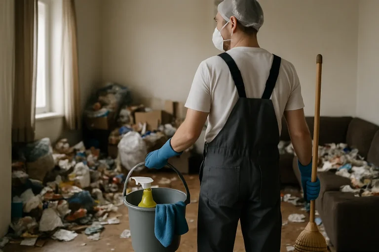 Un appartement à Larcay rempli de déchets et d'objets, nécessitant un nettoyage après syndrome de Diogène.