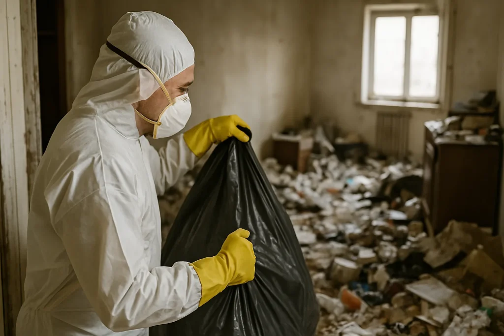 Un appartement à Pont-Pean en désordre avant le nettoyage après syndrome de Diogène.