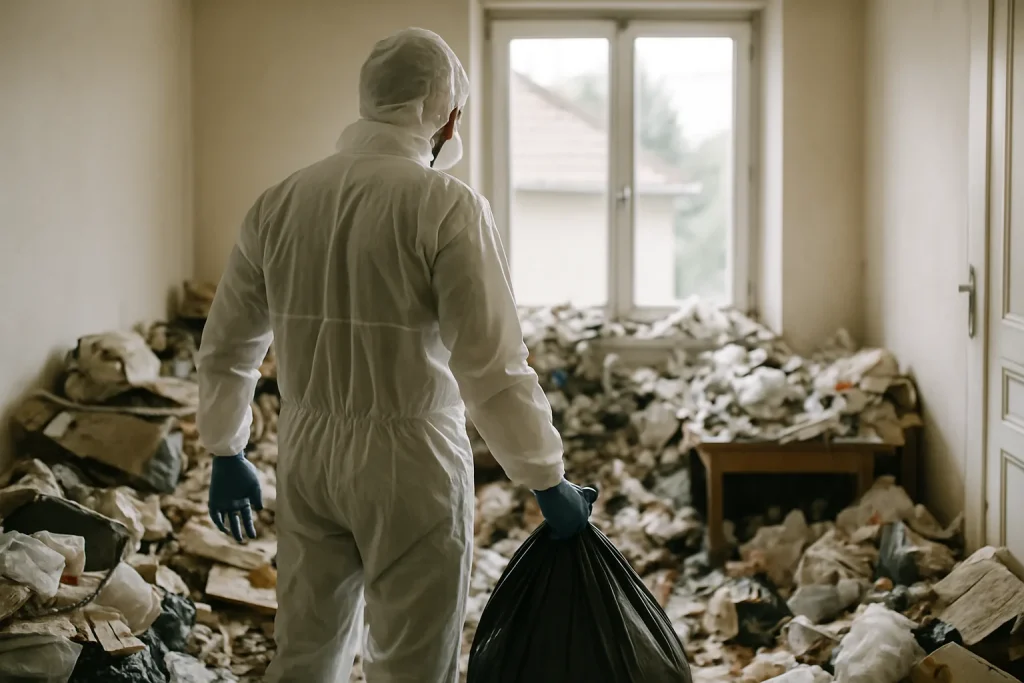 Intérieur d'appartement en désordre à Charquemont, illustrant le syndrome de Diogène.