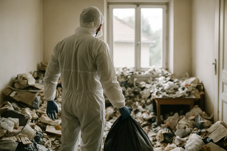 Intérieur d'appartement en désordre à Charquemont, illustrant le syndrome de Diogène.