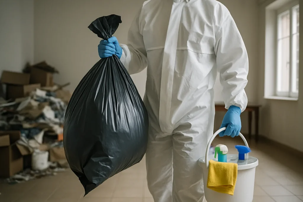 Un appartement à Combrit avant et après un nettoyage après syndrome de Diogène.