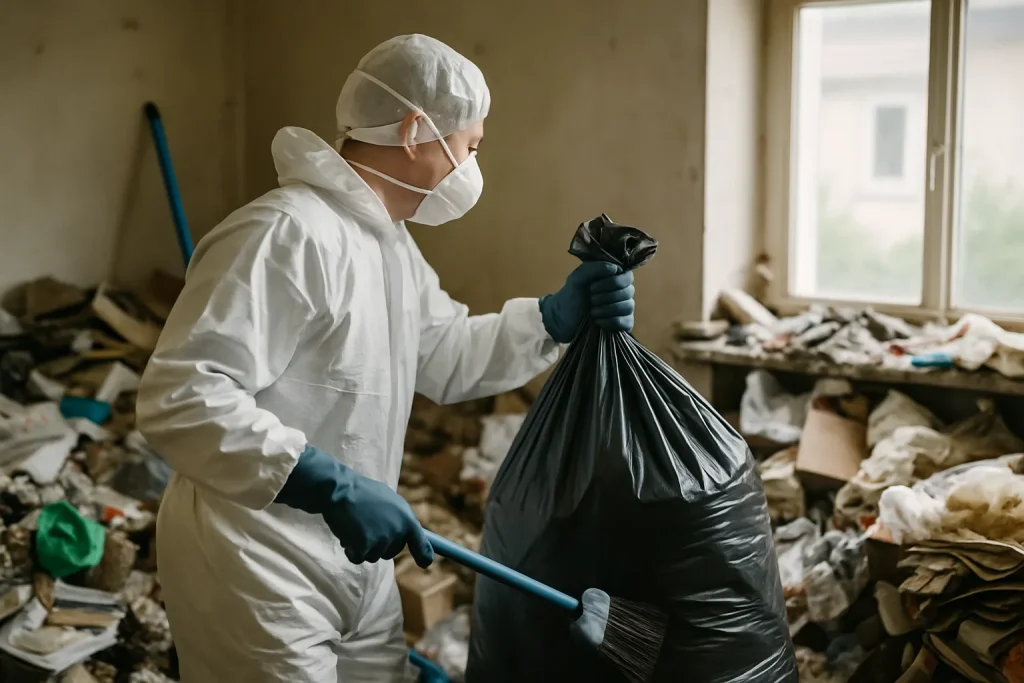 Appartement en désordre à Vaivre-Et-Montoille, nécessitant un nettoyage après syndrome de Diogène.