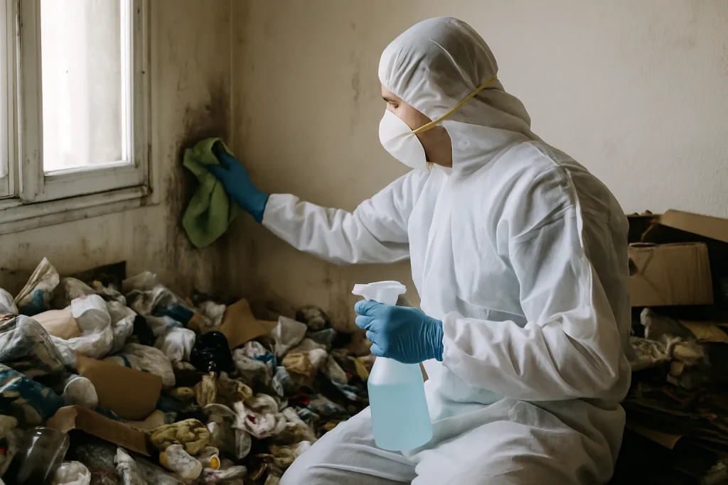 Un appartement à Saint-Etienne en désordre avant le nettoyage après diogène.