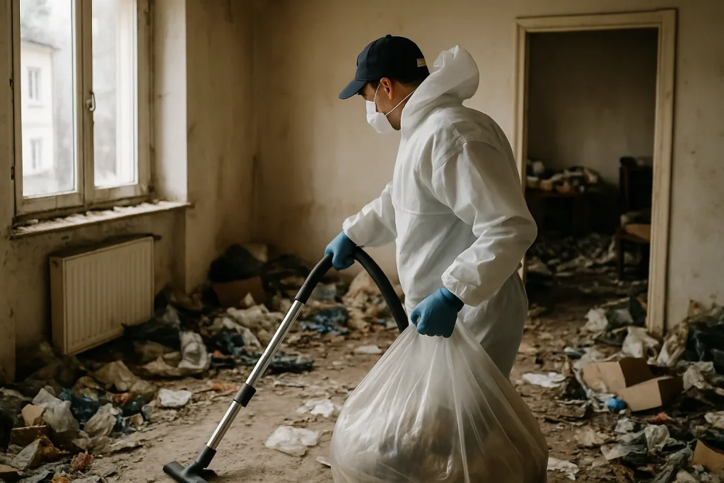 Un appartement à Vieux-Charmont en désordre avant nettoyage après syndrome de Diogène.