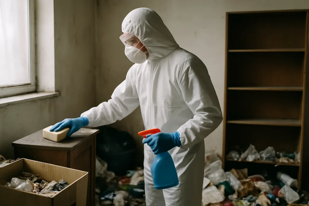 Un appartement à Brehan en désordre, illustrant la situation après syndrome de Diogène.