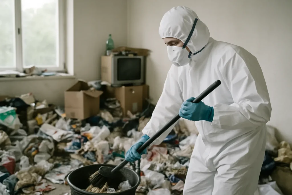 Un intérieur d'appartement à Ytrac, en désordre, illustrant une situation de diogène.