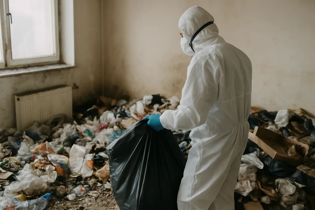 Intérieur d'un appartement à Saint-Yorre en désordre avant nettoyage après diogène.