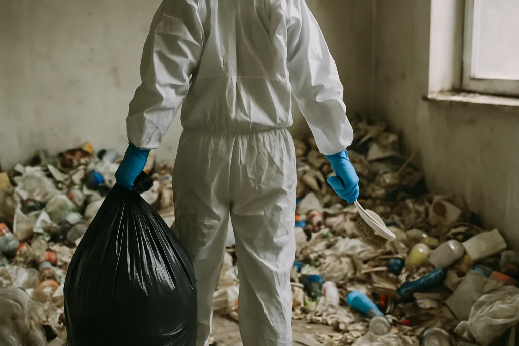 Un appartement à Bignan plein de désordre et de déchets à nettoyer.