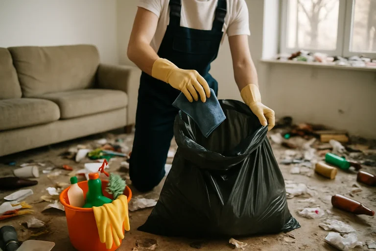 Intérieur d'un appartement en désordre typique d'un syndrome de Diogène à Maiche.
