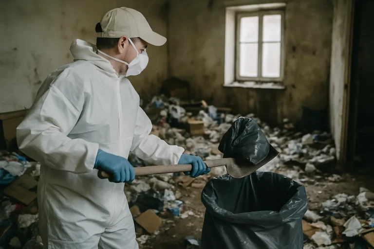 Professionnels nettoyant un appartement à Ennezat après une situation de diogène.