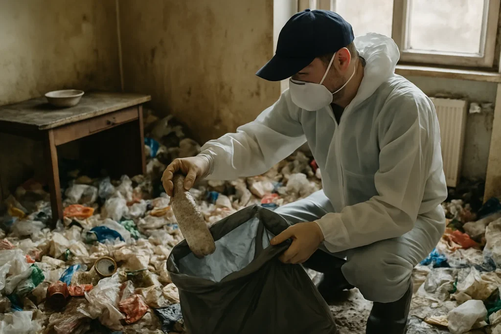 Un appartement en désordre à Montbard, illustrant les effets du syndrome de Diogène.